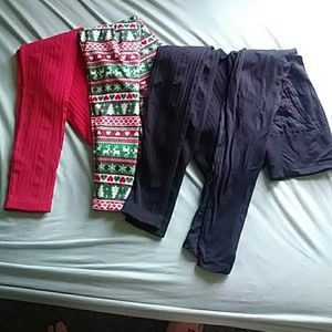 Leggings Lot of 4 XL Red Black Festive